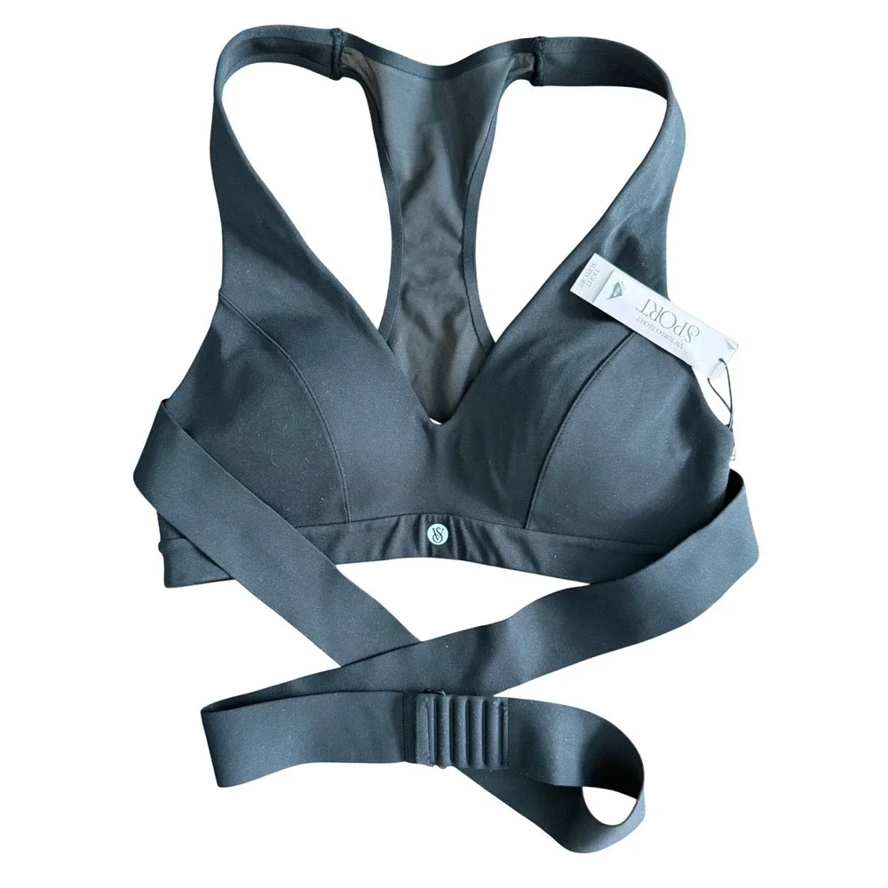 Victoria's Secret Sport Black Wrap Sports Bra Light Support XS Yoga Activewear